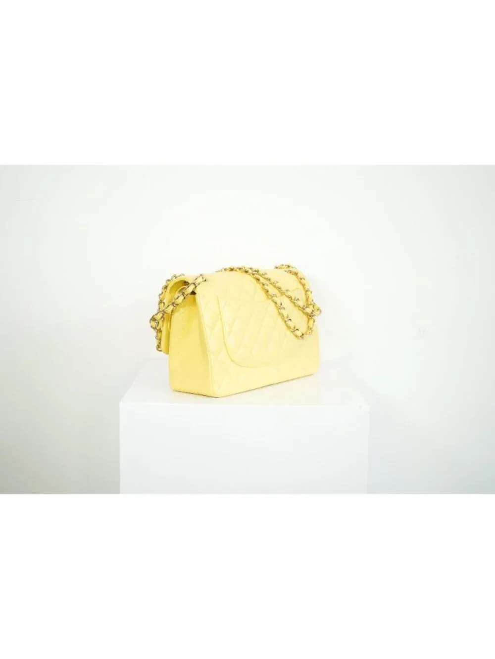 Chanel Flap Caviar Large Double Flap Yellow Full Set